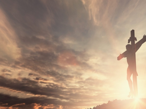 Jesus christ crucifix cross on heaven sunrise concept christmas catholic religion, forgiving christian worship god, happy easter day, praying praise good friday sunrise background, bible gospel sunday